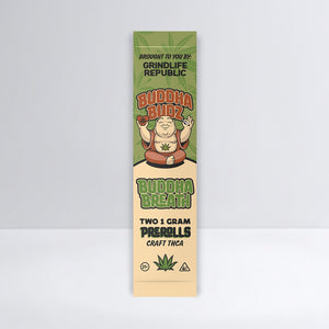 Buddha Budz pre-roll packaging on a white background