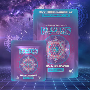Two packages of 'Divine Flowers of Life' with a cosmic background
